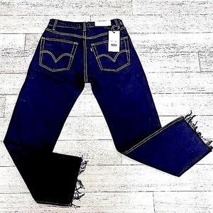 NWT REDONE Levi’s BLACK denim 501 button fly frayed hem 26” inseam midrise waist